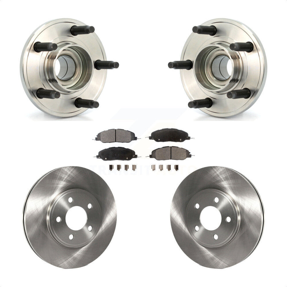 Front Hub Bearing Assembly With Disc Brake Rotors And Semi-Metallic Pads Kit For 2009 Ford Mustang Bullitt with 4-Wheel ABS KBB-105052