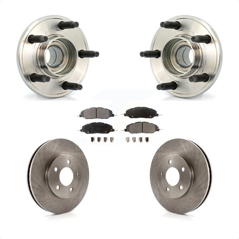 Front Hub Bearing Assembly With Disc Brake Rotors And Semi-Metallic Pads Kit For Ford Mustang KBB-105053