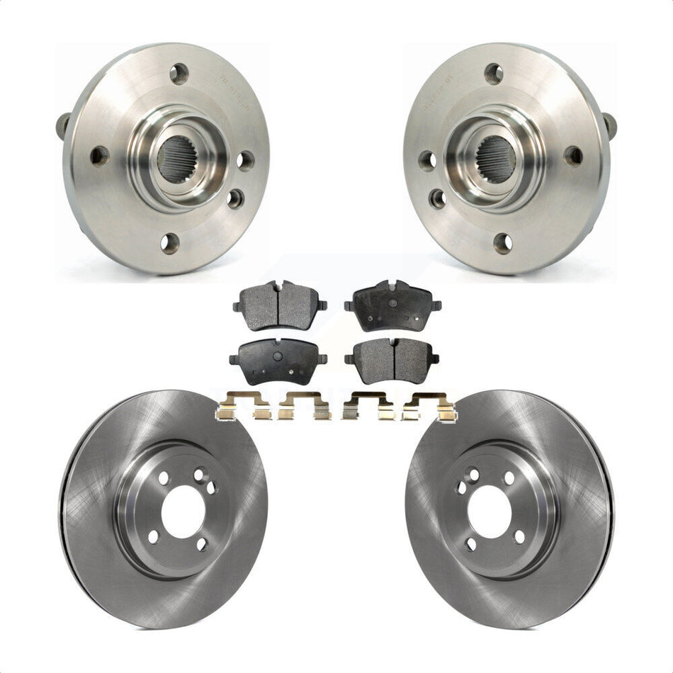 Front Hub Bearing Assembly With Disc Brake Rotors And Semi-Metallic Pads Kit For 2002-2006 Mini Cooper 294mm Diameter Rotor 4 Lug Wheels KBB-105065