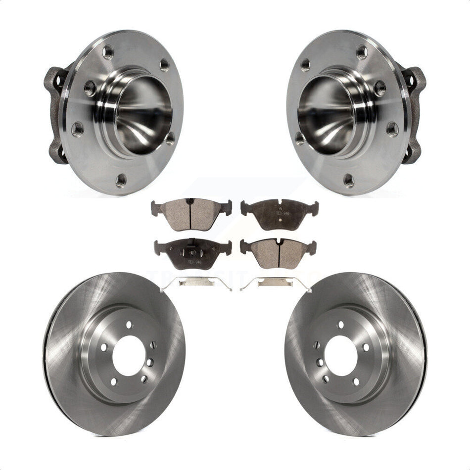Front Hub Bearing Assembly With Disc Brake Rotors And Semi-Metallic Pads Kit For 2006 BMW 330Ci KBB-105088