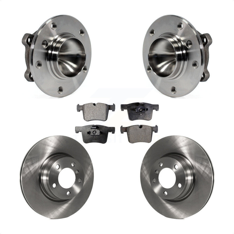 Front Hub Bearing Assembly With Disc Brake Rotors And Semi-Metallic Pads Kit For 2012 BMW 328i 2.0L Without Blue Painted Calipers M Sport Package KBB-105096