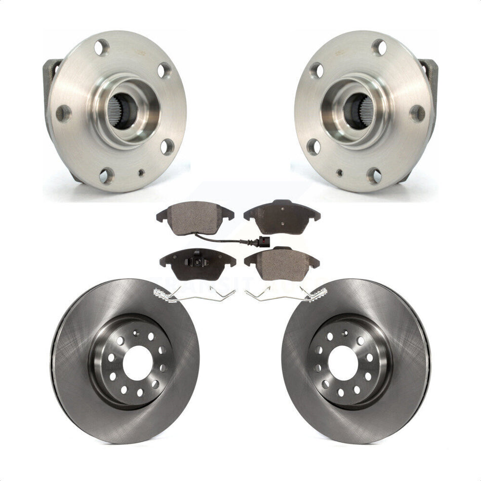 Front Hub Bearing Assembly With Disc Brake Rotors And Semi-Metallic Pads Kit For Volkswagen GTI Eos Audi A3 KBB-105106