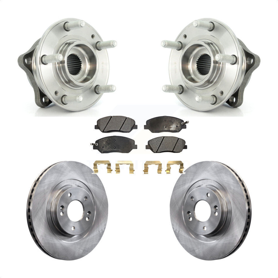 Front Hub Bearing Assembly With Disc Brake Rotors And Semi-Metallic Pads Kit For 2013-2014 Hyundai Santa Fe 3.3L ABS Brakes KBB-105118