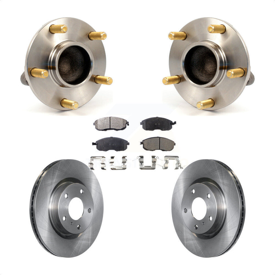 Front Hub Bearing Assembly With Disc Brake Rotors And Semi-Metallic Pads Kit For Infiniti G35 Nissan 350Z INFINITI Without Brembo Brakes KBB-105122
