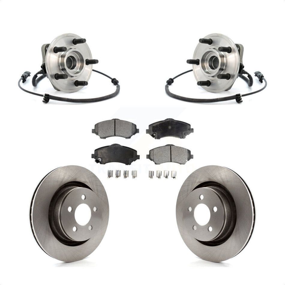 Front Hub Bearing Assembly With Disc Brake Rotors And Semi-Metallic Pads Kit For Jeep Liberty Dodge Nitro 332mm Diameter Rotor KBB-105126