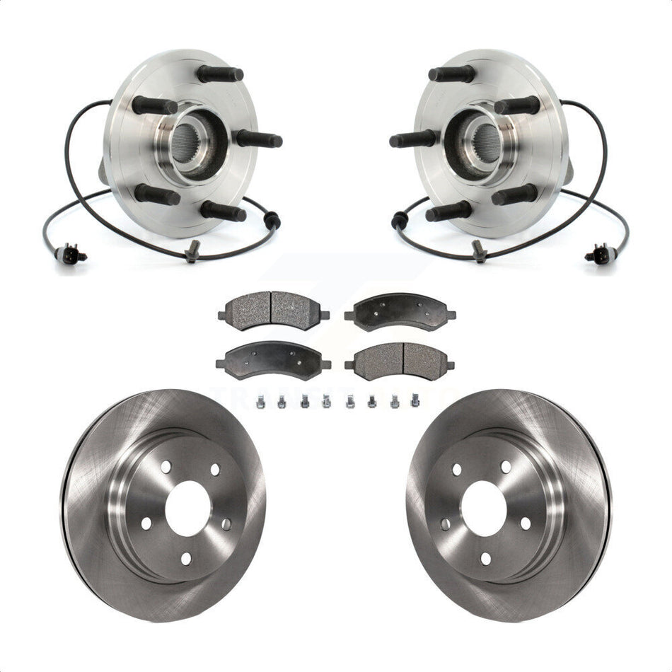 Front Hub Bearing Assembly With Disc Brake Rotors And Semi-Metallic Pads Kit For 2007-2009 Dodge Durango Chrysler Aspen KBB-105127