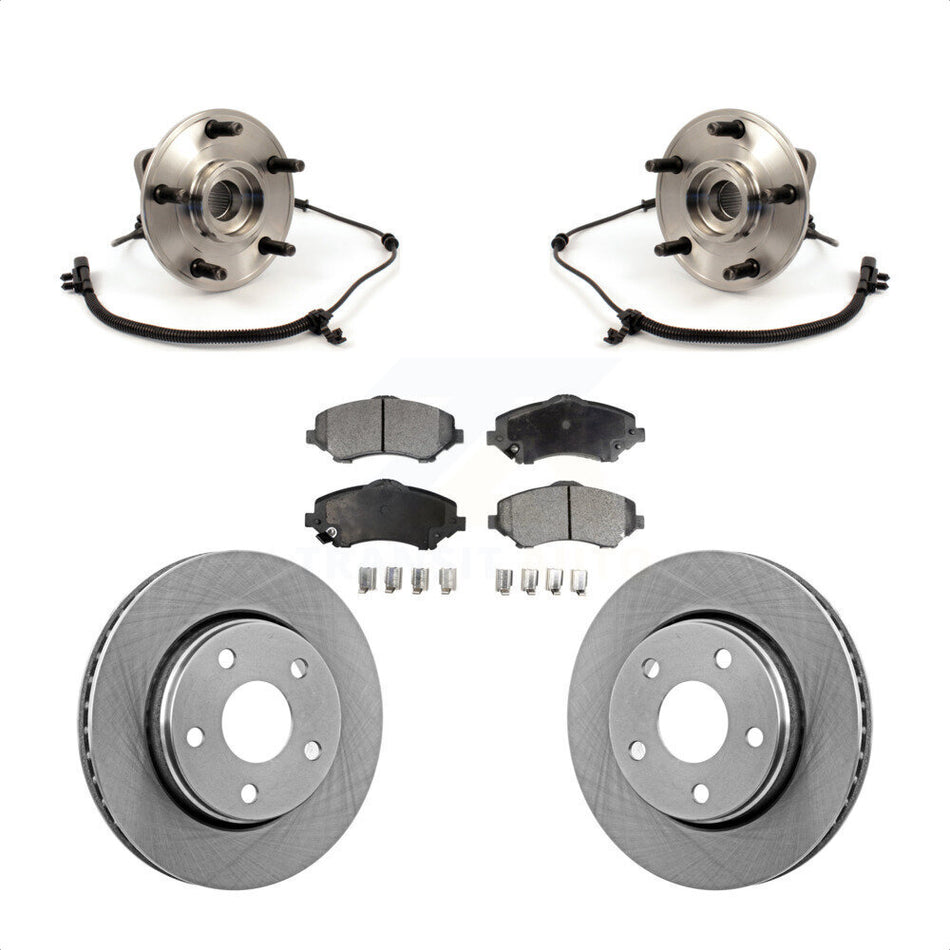Front Hub Bearing Assembly With Disc Brake Rotors And Semi-Metallic Pads Kit For 2007-2010 Jeep Wrangler KBB-105129