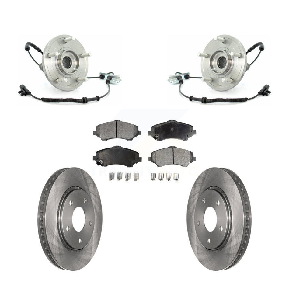 Front Hub Bearing Assembly With Disc Brake Rotors And Semi-Metallic Pads Kit For Chrysler Town & Country Dodge Grand Caravan Volkswagen Routan KBB-105130