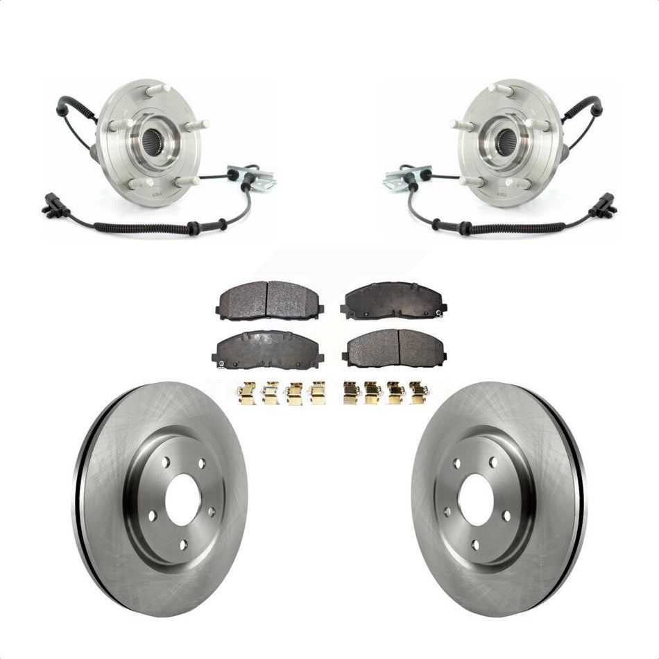 Front Hub Bearing Assembly With Disc Brake Rotors And Semi-Metallic Pads Kit For 2012 Volkswagen Routan Dual Piston Caliper KBB-105132