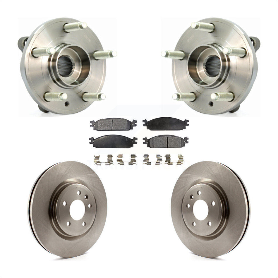 Front Hub Bearing Assembly With Disc Brake Rotors And Semi-Metallic Pads Kit For 2009-2010 Lincoln MKS KBB-105136