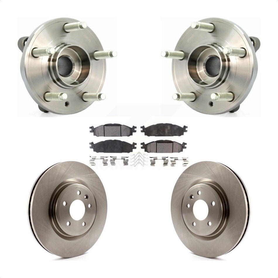 Front Hub Bearing Assembly With Disc Brake Rotors And Semi-Metallic Pads Kit For Ford Taurus Flex Lincoln MKT MKS KBB-105137