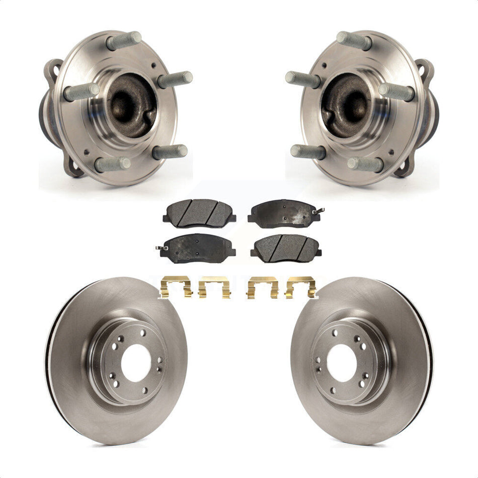 Front Hub Bearing Assembly With Disc Brake Rotors And Semi-Metallic Pads Kit For 2009-2011 Hyundai Genesis 3.8L KBB-105141