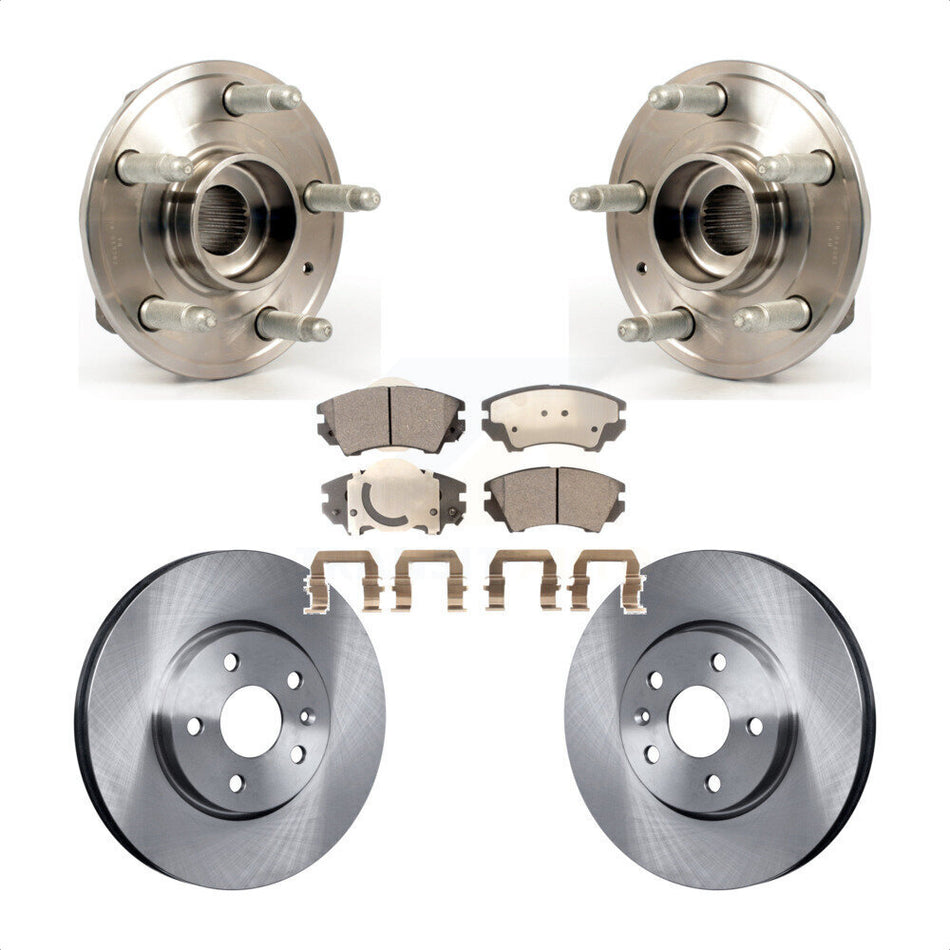Front Hub Bearing Assembly With Disc Brake Rotors And Semi-Metallic Pads Kit For 2010-2015 Chevrolet Camaro LT LS KBB-105150