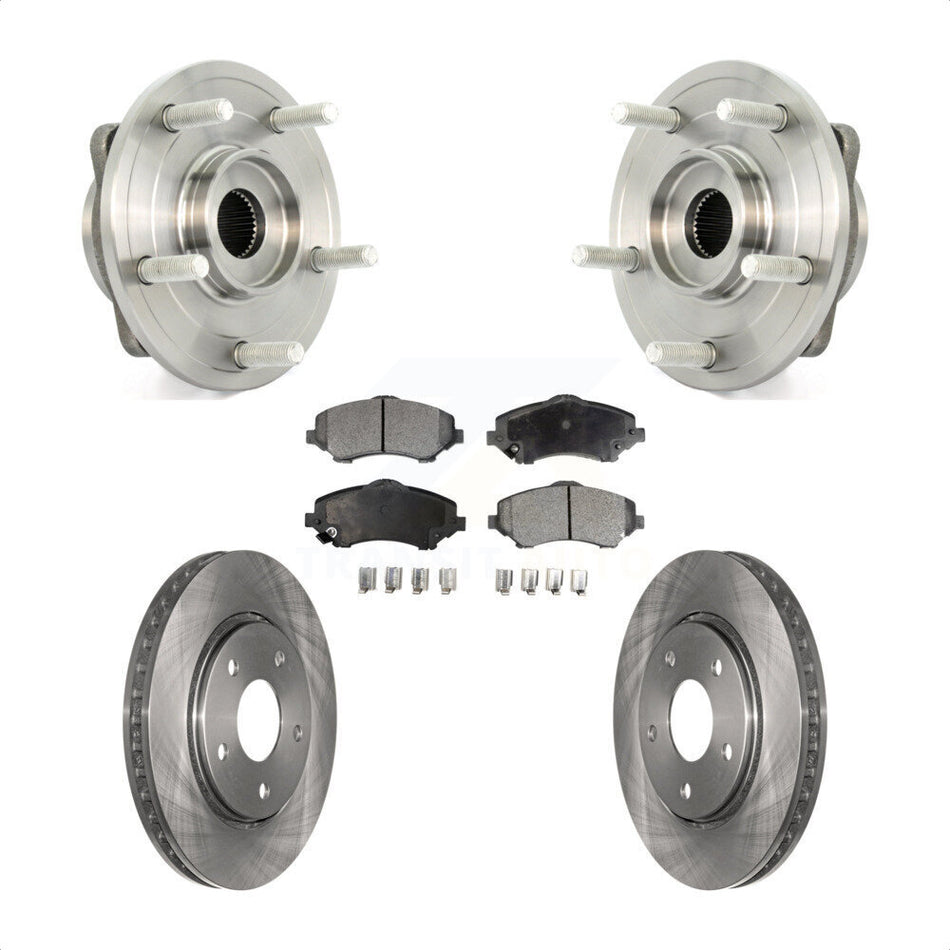 Front Hub Bearing Assembly With Disc Brake Rotors And Semi-Metallic Pads Kit For Dodge Journey KBB-105155