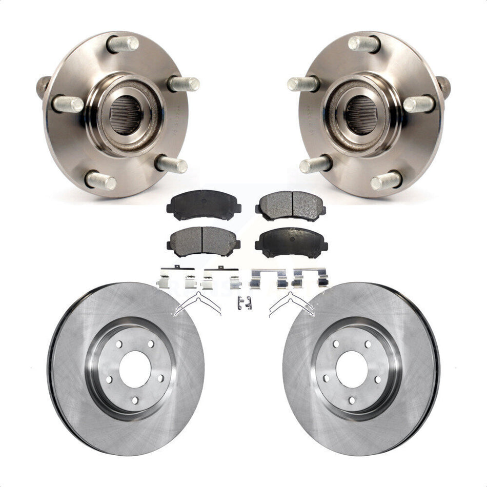 Front Hub Bearing Assembly With Disc Brake Rotors And Semi-Metallic Pads Kit For 2007-2012 Nissan Sentra SE-R Spec V with 2.5L KBB-105184