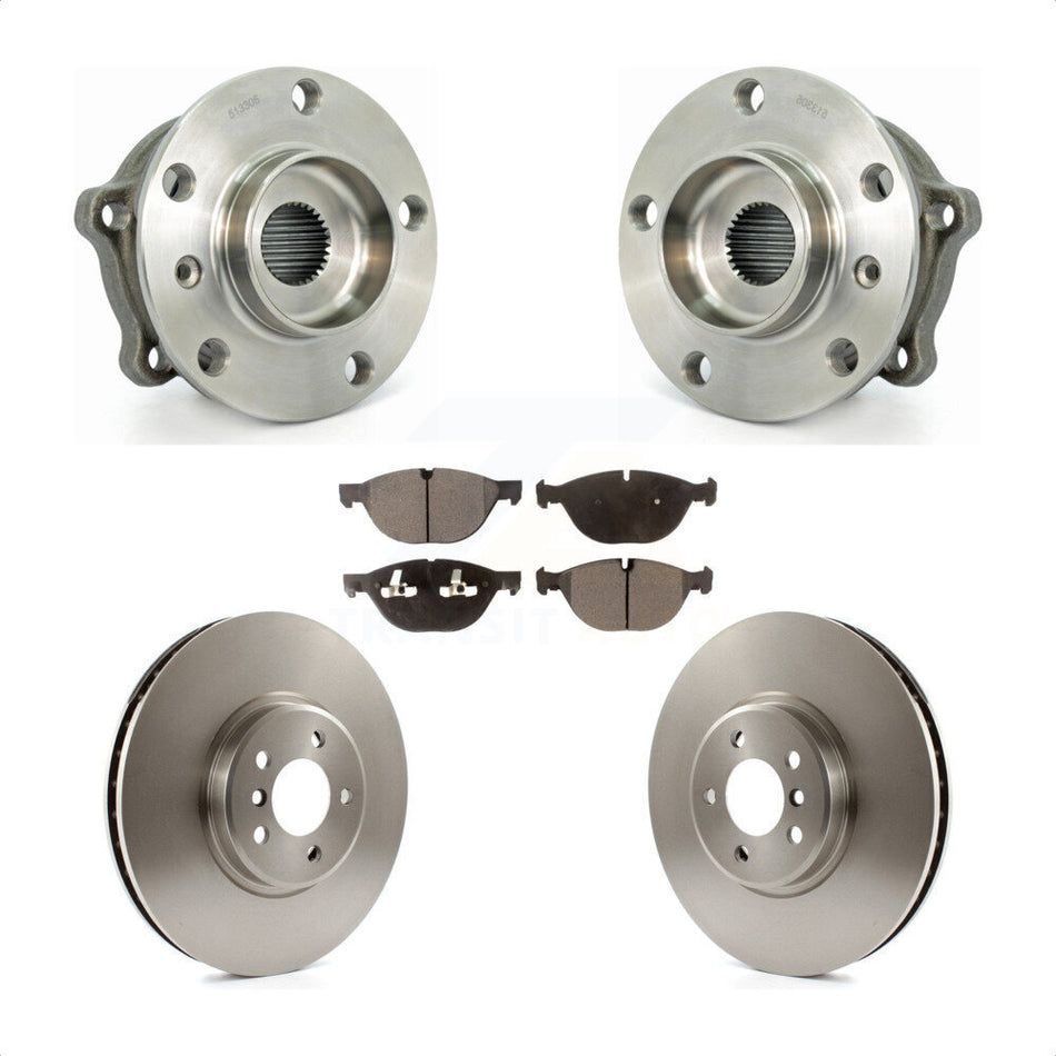 Front Hub Bearing Assembly With Disc Brake Rotors And Semi-Metallic Pads Kit For BMW X5 X6 xDrive50i KBB-105193