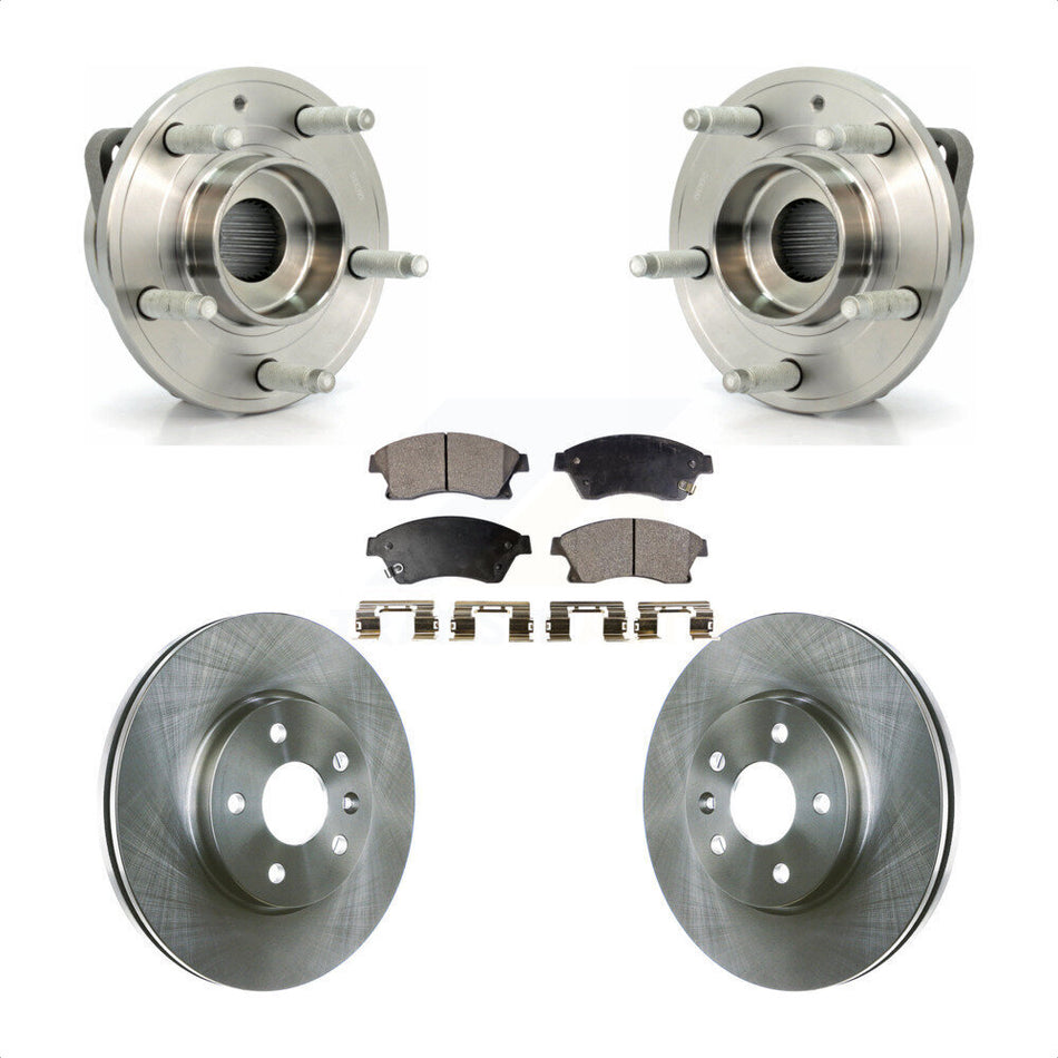 Front Hub Bearing Assembly With Disc Brake Rotors And Semi-Metallic Pads Kit For 2014-2015 Chevrolet Cruze GAS engine 16" Factory Wheels KBB-105205