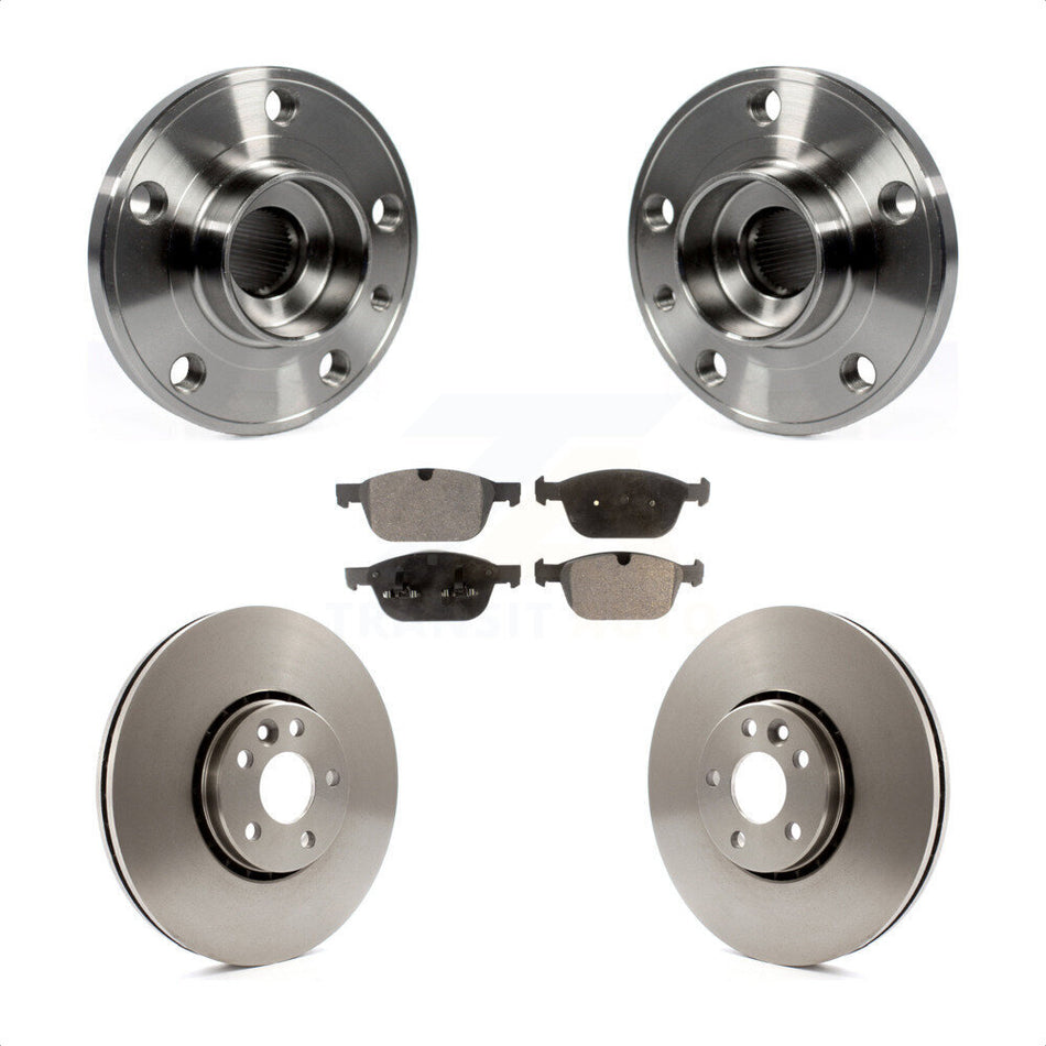 Front Hub Bearing Assembly With Disc Brake Rotors And Semi-Metallic Pads Kit For 2010-2015 Volvo XC60 KBB-105223