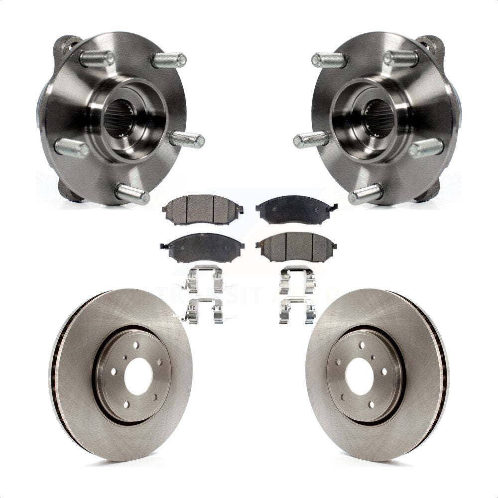 Front Hub Bearing Assembly Disc Brake Rotors And Pads Kit For INFINITI FX35 FX37 FX45 KBB-105233