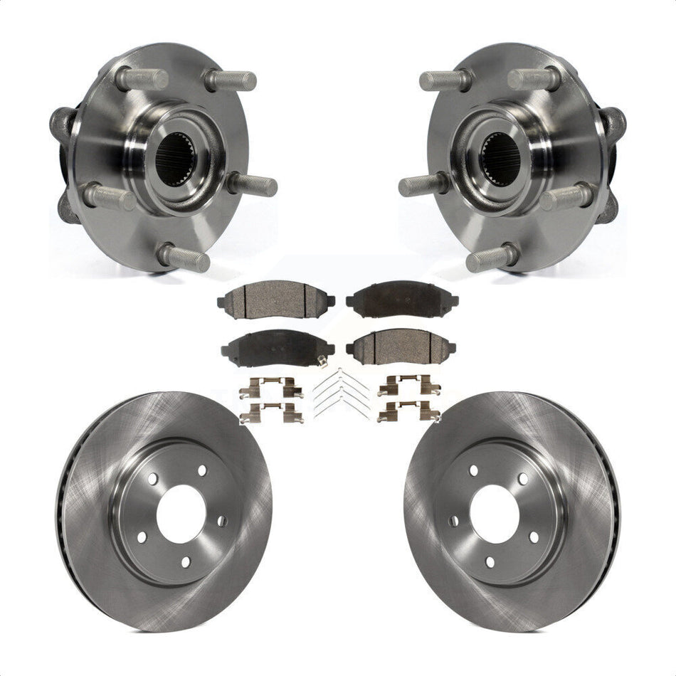 Front Hub Bearing Assembly With Disc Brake Rotors And Semi-Metallic Pads Kit For 2011-2012 Nissan LEAF KBB-105237