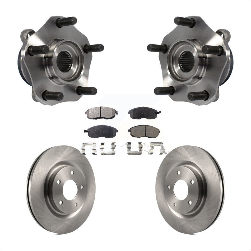 Front Hub Bearing Assembly With Disc Brake Rotors And Semi-Metallic Pads Kit For 2017-2019 Nissan Sentra Turbocharged KBB-105258