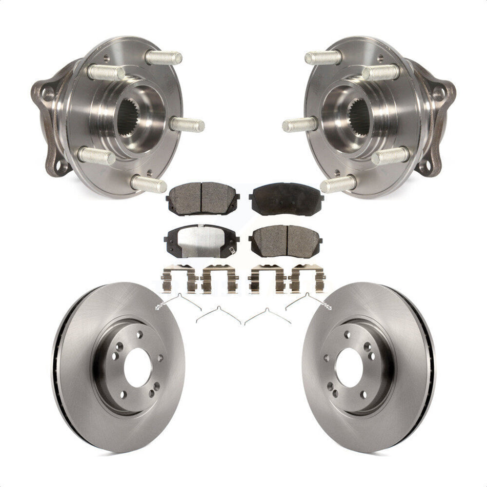 Front Hub Bearing Assembly With Disc Brake Rotors And Semi-Metallic Pads Kit For 2016 Hyundai Sonata FULL HYBRID EV-GAS (FHEV) engine KBB-105269