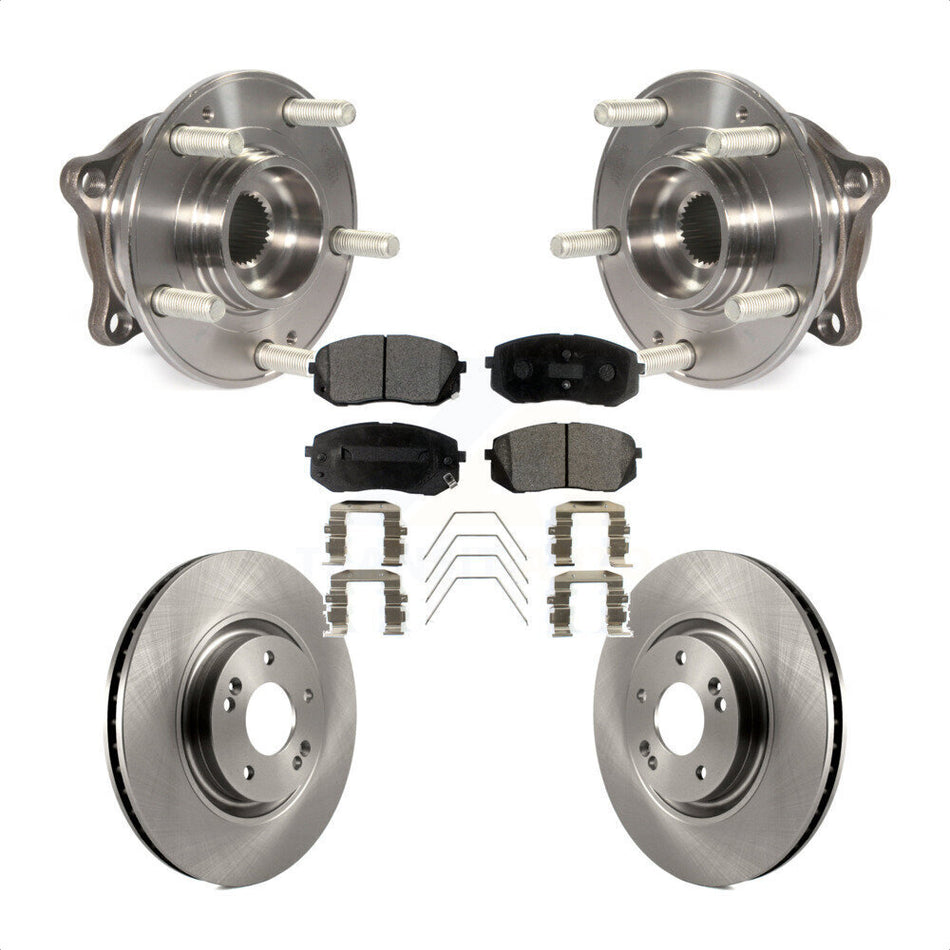 Front Hub Bearing Assembly With Disc Brake Rotors And Semi-Metallic Pads Kit For Hyundai Sonata Kia Optima KBB-105272