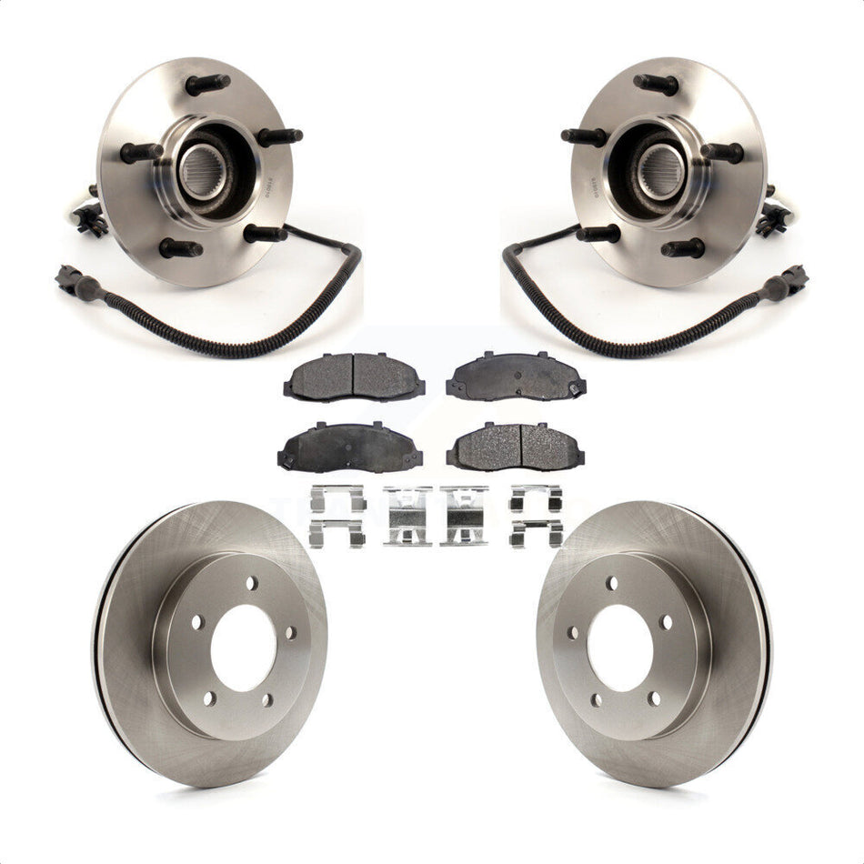 Front Hub Bearing Assembly With Disc Brake Rotors And Semi-Metallic Pads Kit For Ford F-150 4WD with 4-Wheel ABS KBB-105288