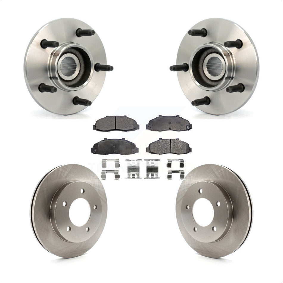 Front Hub Bearing Assembly With Disc Brake Rotors And Semi-Metallic Pads Kit For Ford F-150 4WD with 2-Wheel ABS KBB-105292