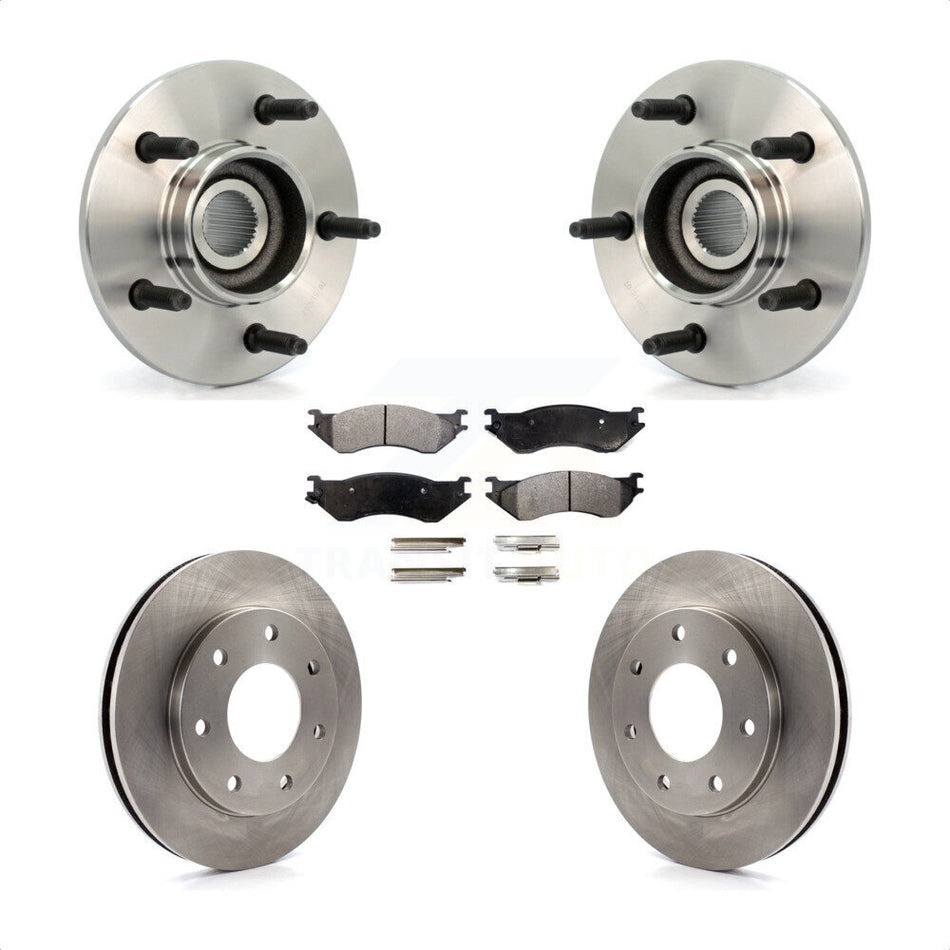 Front Hub Bearing Assembly With Disc Brake Rotors And Semi-Metallic Pads Kit For 1999 Ford F-150 4WD with 2-Wheel ABS 7 Lug Wheels KBB-105293