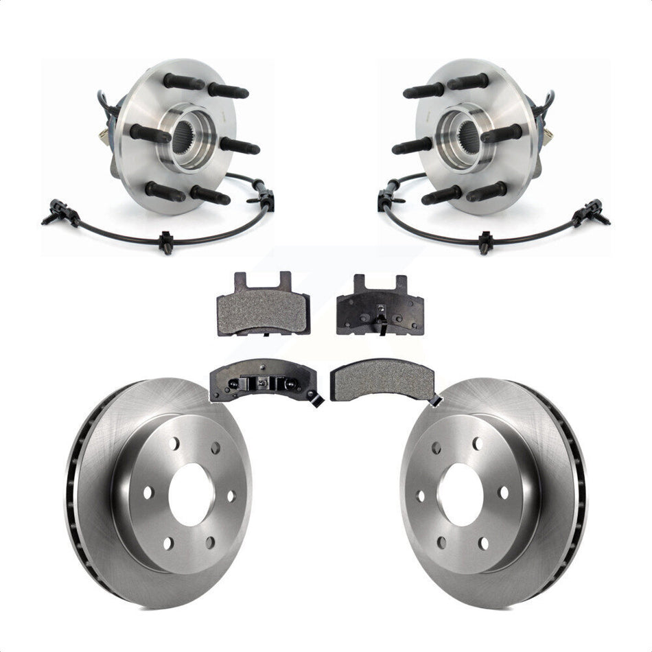 Front Hub Bearing Assembly With Disc Brake Rotors And Semi-Metallic Pads Kit For 2000 Chevrolet Tahoe Base LT LS with 4WD Rear Drum Brakes Police Package KBB-105316