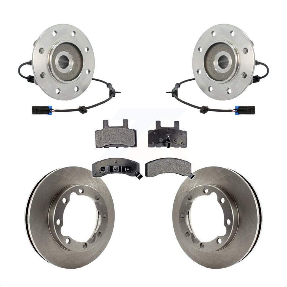 Front Hub Bearing Assembly With Disc Brake Rotors And Semi-Metallic Pads Kit For K3500 Chevrolet GMC Dual Rear Wheels KBB-105320