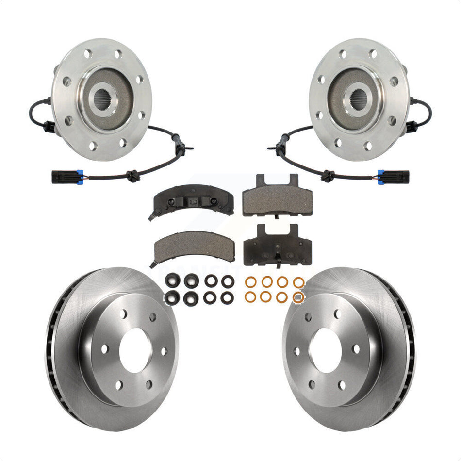 Front Hub Bearing Assembly With Disc Brake Rotors And Semi-Metallic Pads Kit For K1500 Chevrolet GMC K2500 KBB-105321