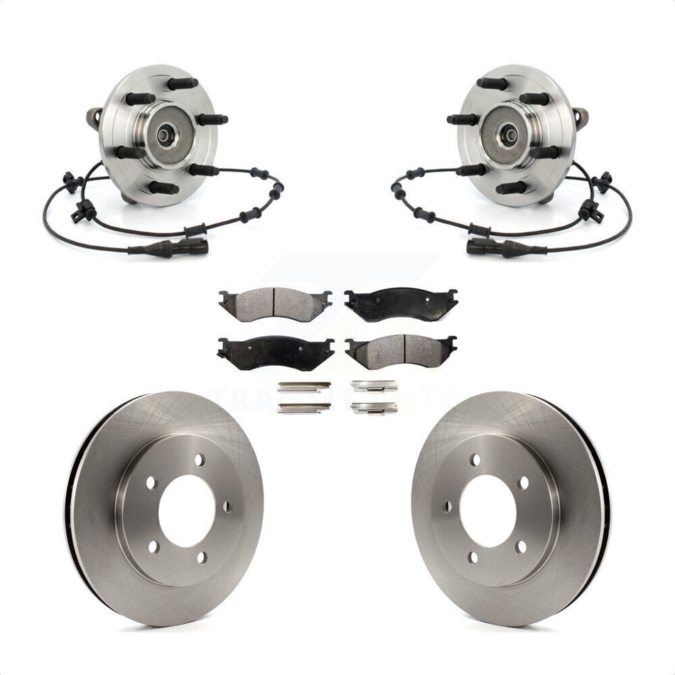 Front Hub Bearing Assembly With Disc Brake Rotors And Semi-Metallic Pads Kit For Ford Expedition Lincoln Navigator 4WD with Coil front springs KBB-105325