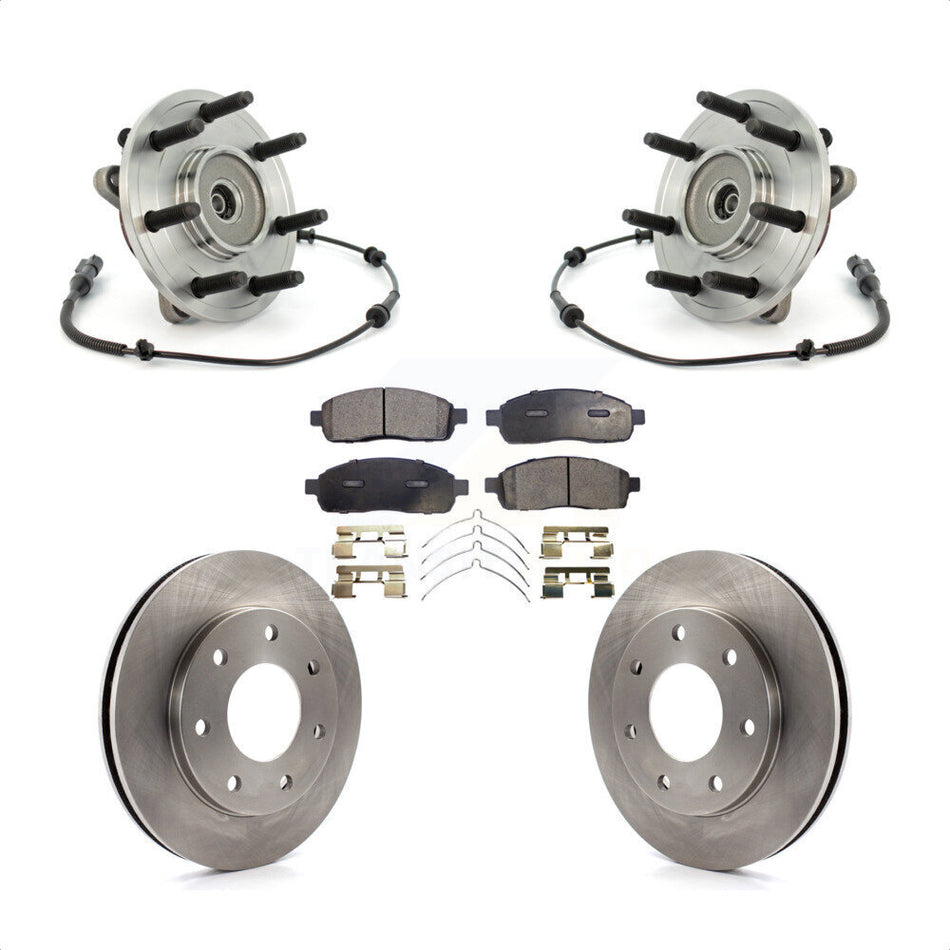 Front Hub Bearing Assembly With Disc Brake Rotors And Semi-Metallic Pads Kit For 2004 Ford F-150 4WD 7 Lug Wheels 11th Digit Of Vin Is C KBB-105329