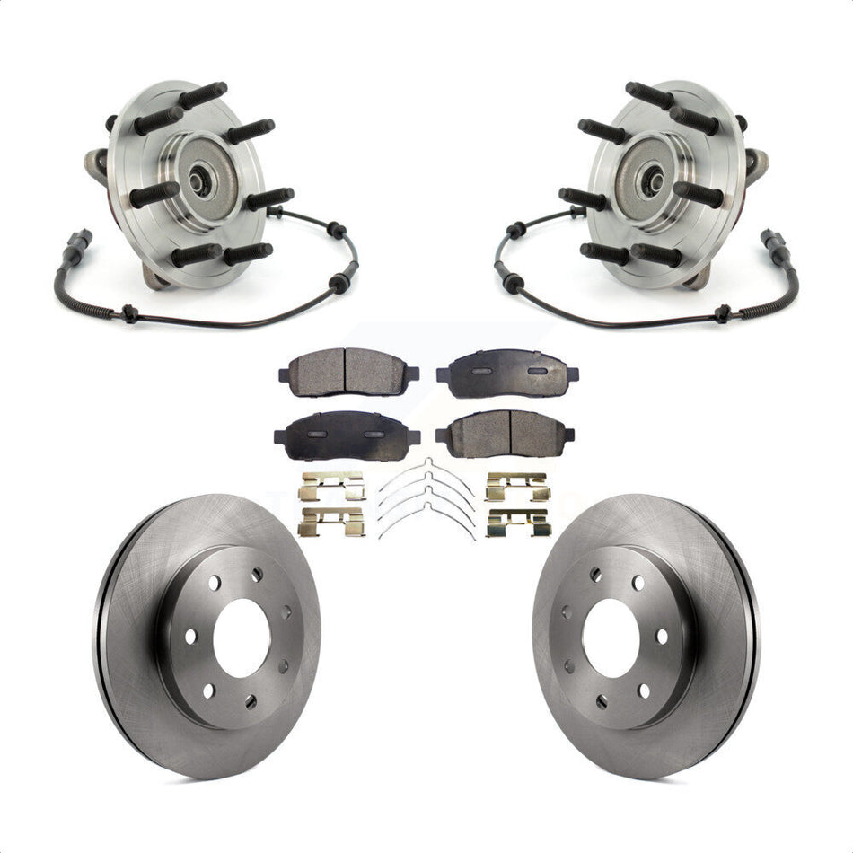 Front Hub Bearing Assembly With Disc Brake Rotors And Semi-Metallic Pads Kit For Ford F-150 4WD KBB-105330