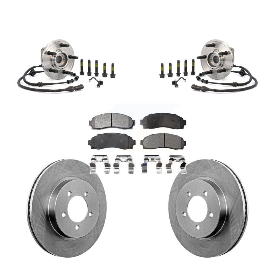 Front Hub Bearing Assembly With Disc Brake Rotors And Semi-Metallic Pads Kit For Ford Explorer Mercury Mountaineer KBB-105331