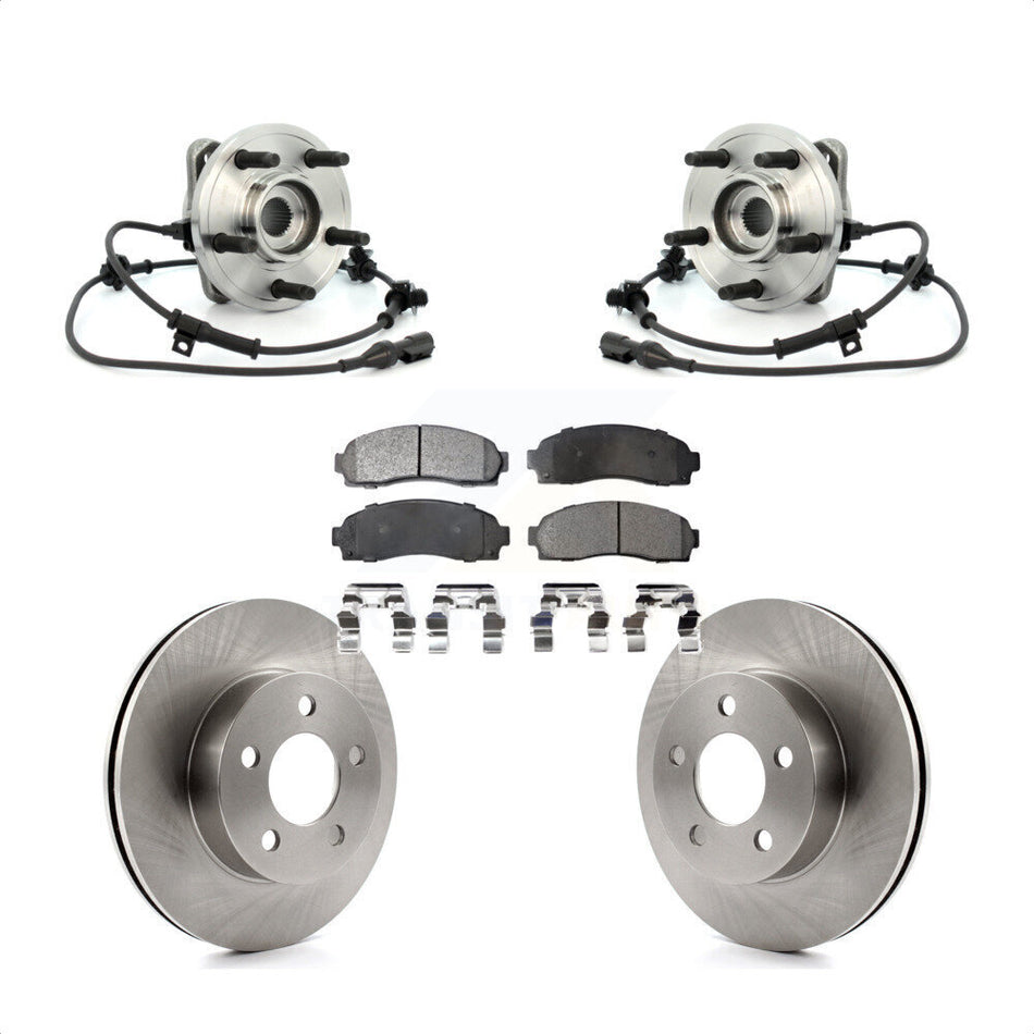 Front Hub Bearing Assembly With Disc Brake Rotors And Semi-Metallic Pads Kit For 2003 Ford Ranger 4WD 286mm Diameter Rotor KBB-105333