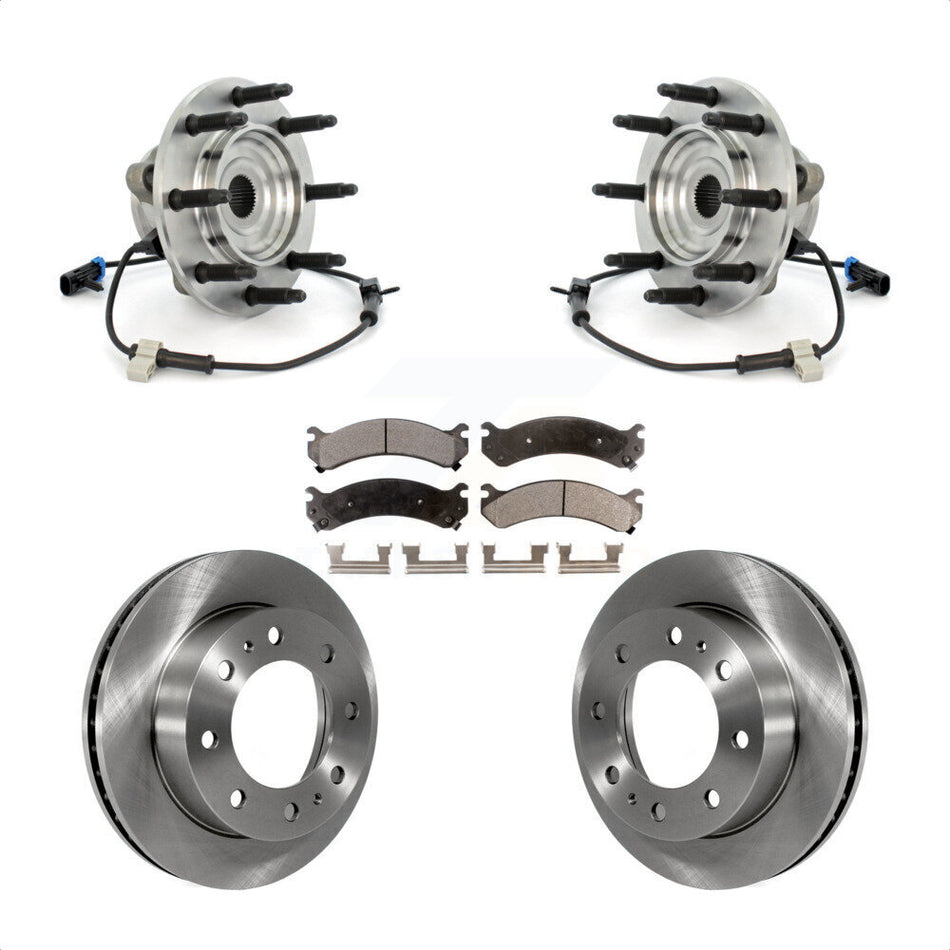 Front Hub Bearing Assembly Disc Brake Rotors And Semi-Metallic Pads Kit For Chevrolet Silverado 2500 HD GMC Sierra Hummer H2 Classic 1500 3500 Suburban Yukon XL Avalanche KBB-105340