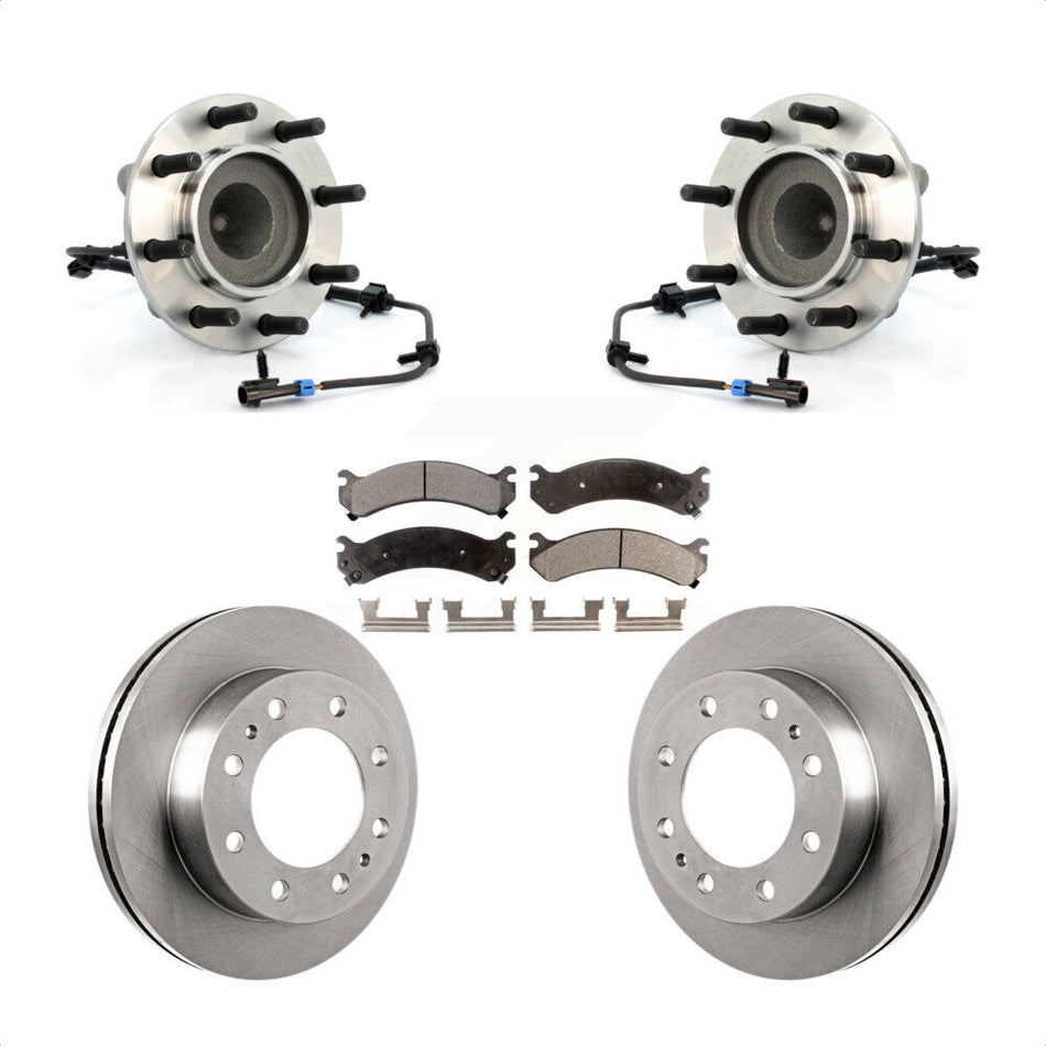 Front Hub Bearing Assembly With Disc Brake Rotors And Semi-Metallic Pads Kit For Chevrolet Express 3500 GMC Savana 4500 KBB-105345