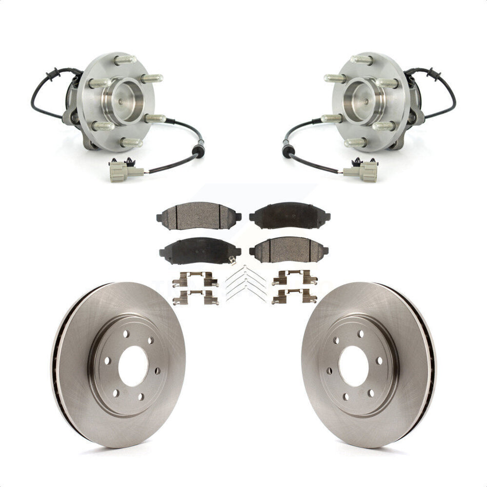 Front Hub Bearing Assembly With Disc Brake Rotors And Semi-Metallic Pads Kit For Nissan Frontier Suzuki Equator RWD with 2.5L KBB-105348