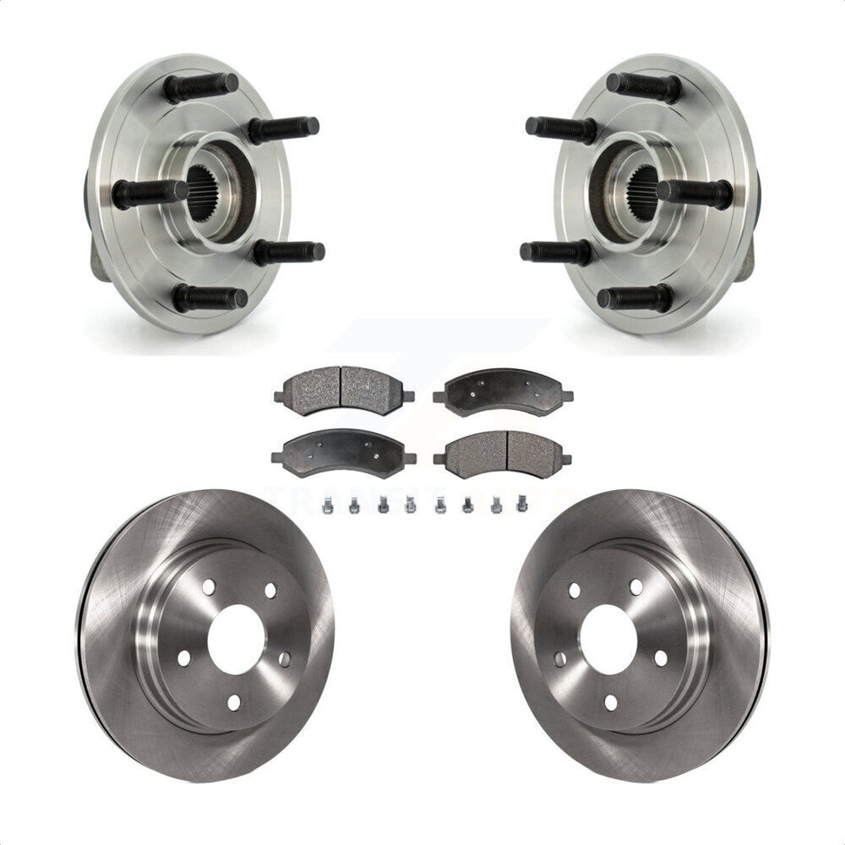 Front Hub Bearing Assembly With Disc Brake Rotors And Semi-Metallic Pads Kit For Dodge Ram 1500 5 Lug Wheels KBB-105361