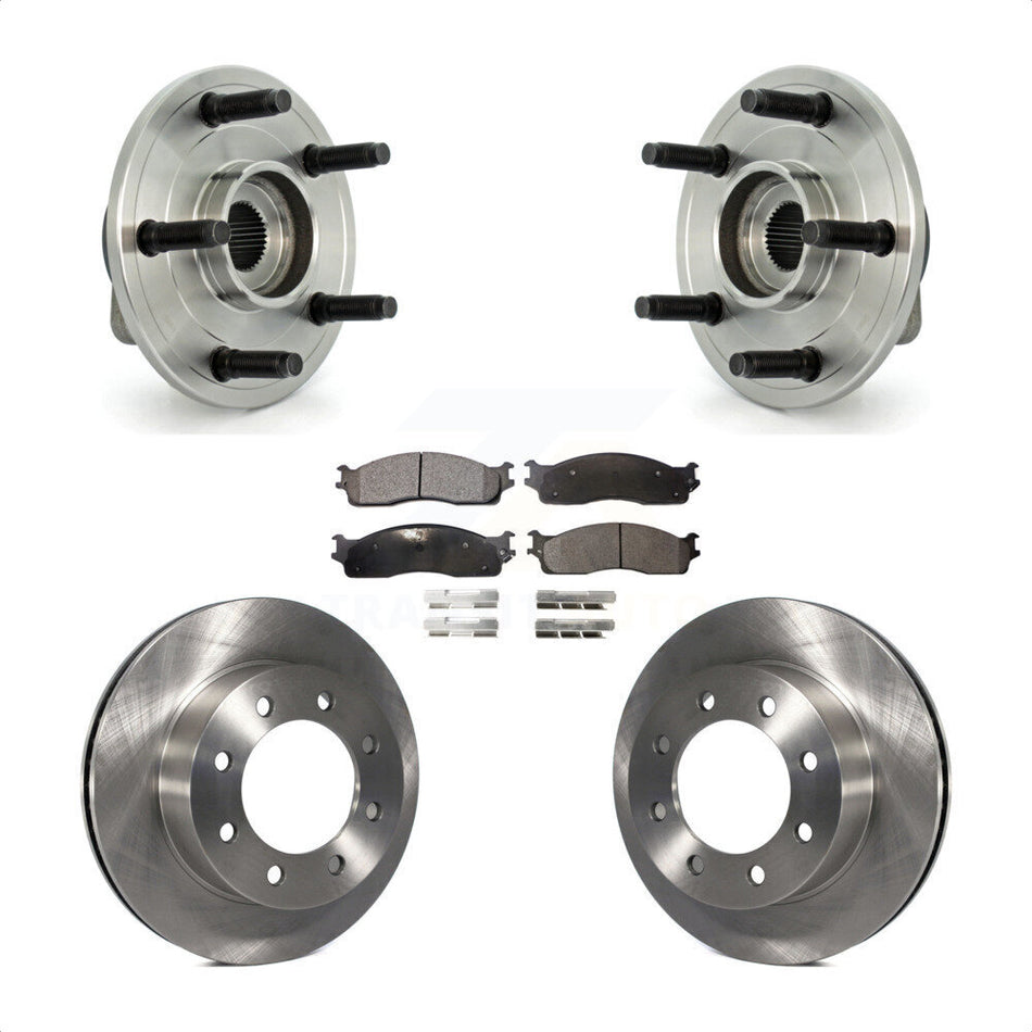 Front Hub Bearing Assembly With Disc Brake Rotors And Semi-Metallic Pads Kit For 2007-2008 Dodge Ram 1500 Extended Crew Cab Pickup with 2-Wheel ABS 5 Lug Wheels KBB-105363