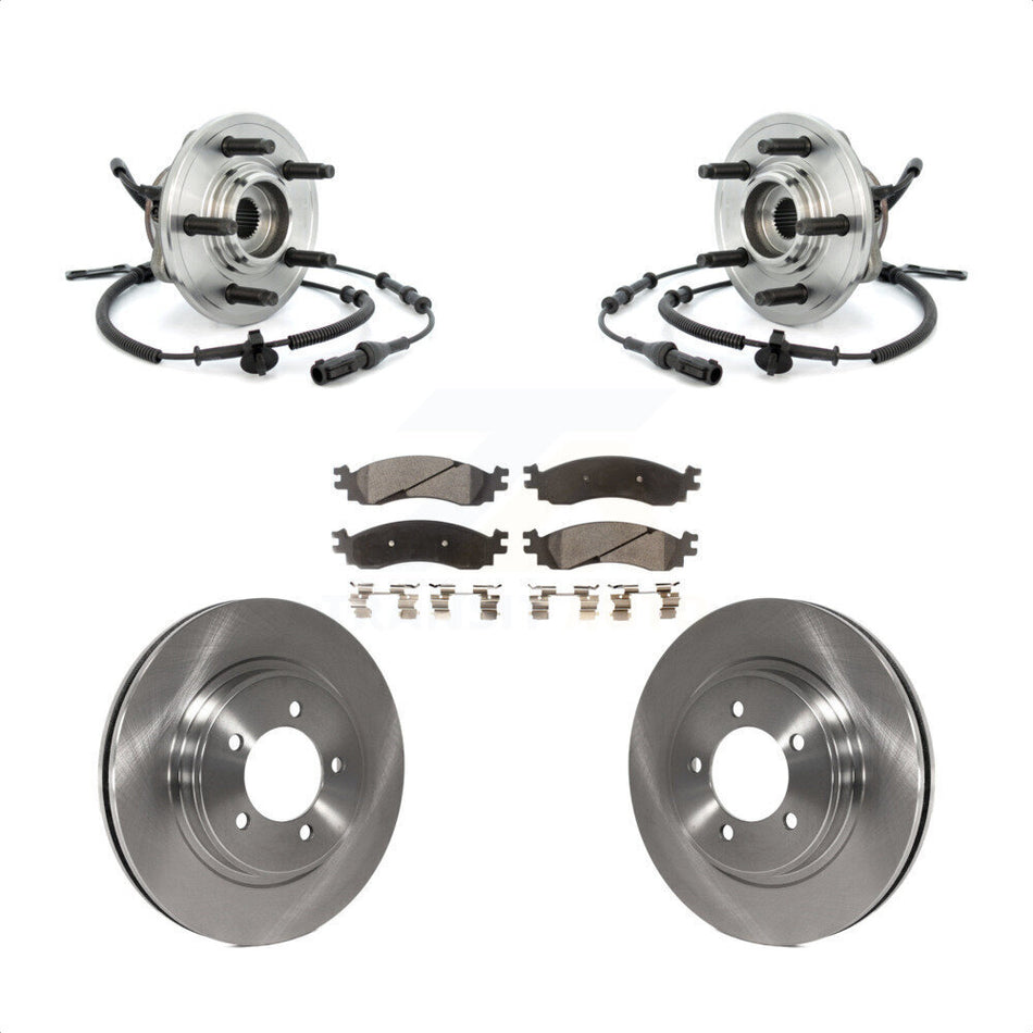 Front Hub Bearing Assembly With Disc Brake Rotors And Semi-Metallic Pads Kit For Ford Explorer Sport Trac Mercury Mountaineer KBB-105365