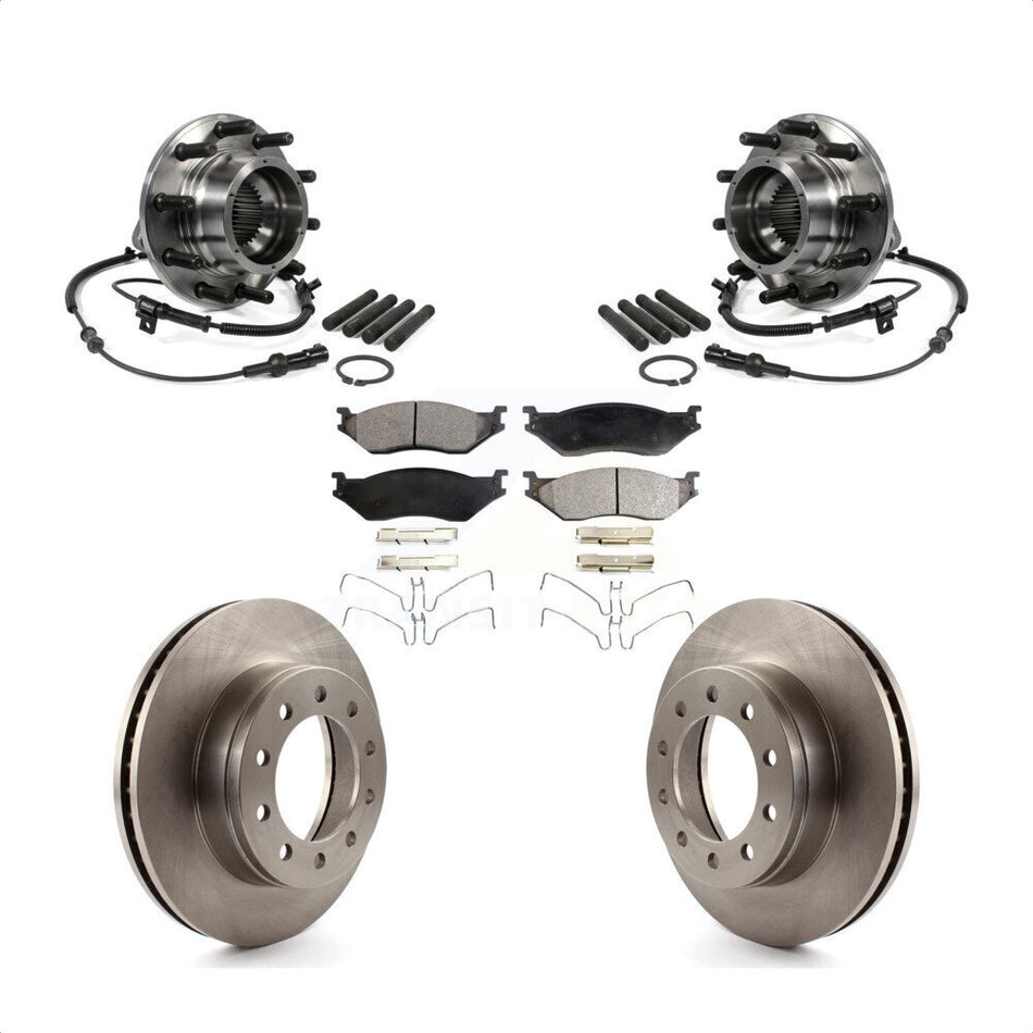 Front Hub Bearing Assembly With Disc Brake Rotors And Semi-Metallic Pads Kit For 2005-2010 Ford F-550 Super Duty 4 X Dual Rear Wheels KBB-105375