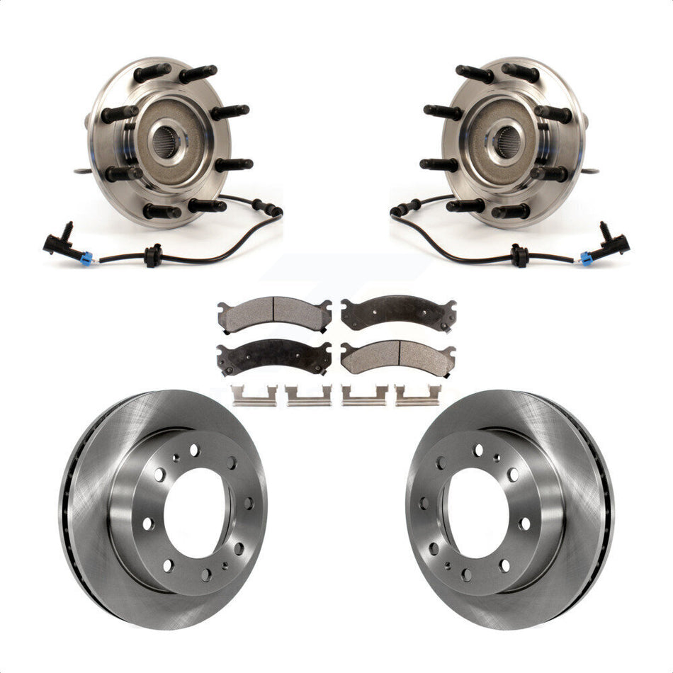 Front Hub Bearing Assembly With Disc Brake Rotors And Semi-Metallic Pads Kit For Chevrolet Silverado 2500 HD GMC Sierra Suburban Hummer H2 Yukon XL KBB-105397