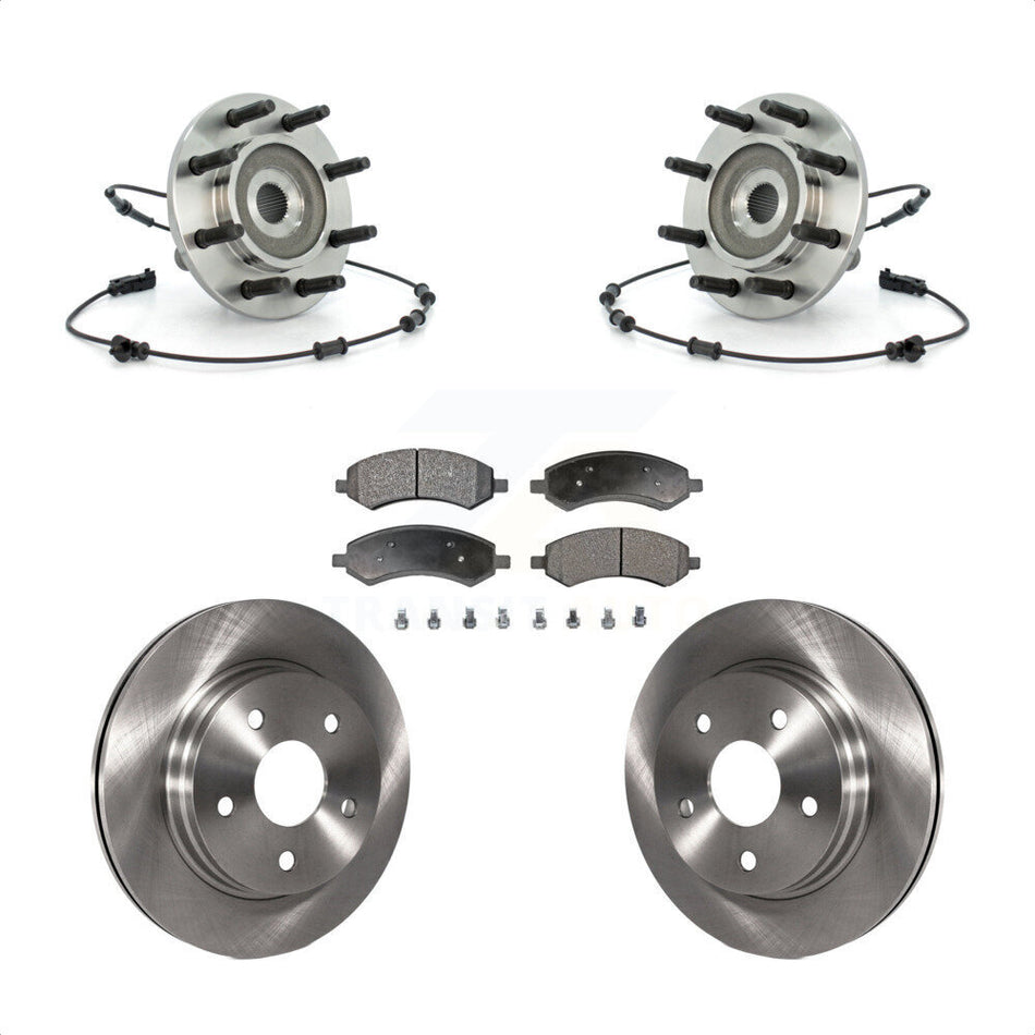 Front Hub Bearing Assembly With Disc Brake Rotors And Semi-Metallic Pads Kit For 2007-2008 Dodge Ram 1500 Standard Cab Pickup Crew 8 Lug Wheels KBB-105398