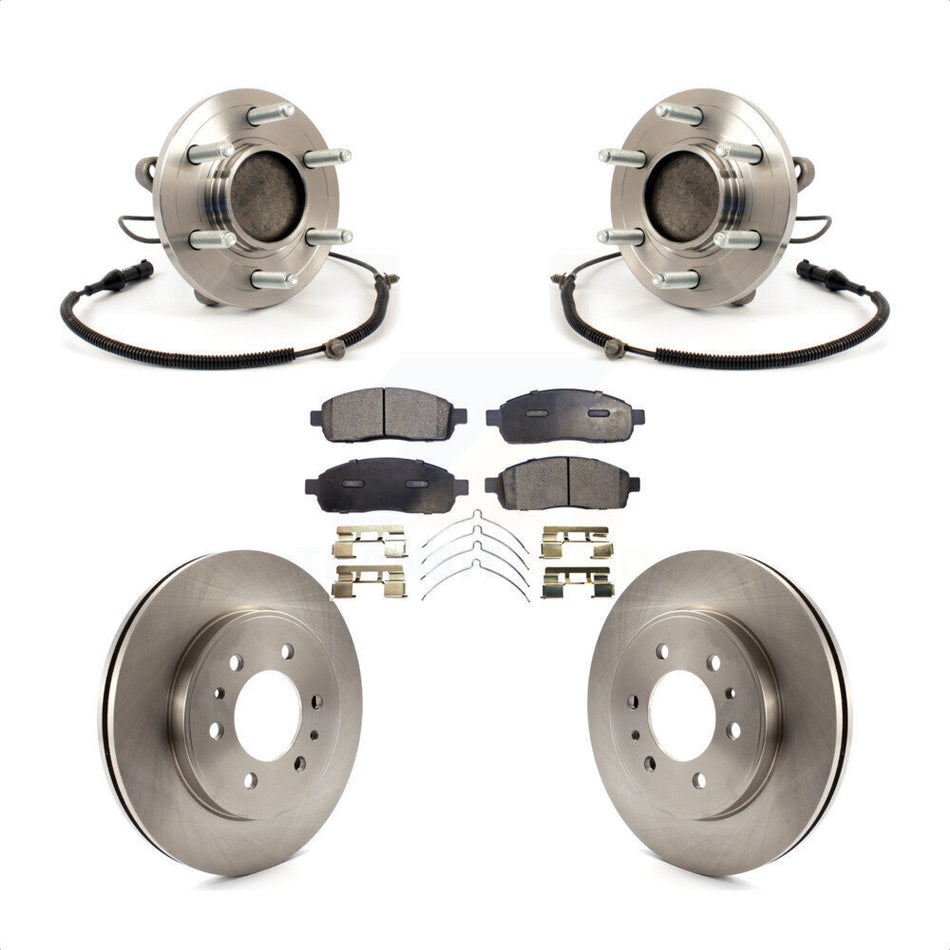 Front Hub Bearing Assembly With Disc Brake Rotors And Semi-Metallic Pads Kit For 2009 Ford F-150 RWD 6 Lug Wheels Without Heavy Duty Payload Package KBB-105405