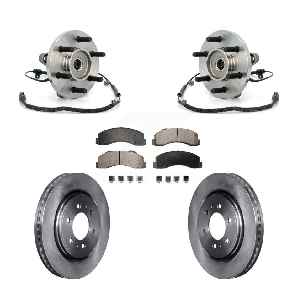 Front Hub Bearing Assembly Brake Rotor And Pad Kit For 2010 Ford F-150 FX4 Platinum STX XL XLT King Ranch Lariat with 4WD With 6 Lug Wheels Without Heavy Duty Payload Package KBB-105408