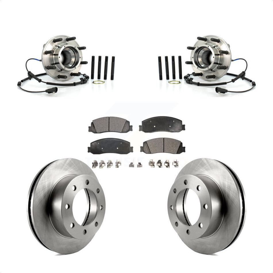Front Hub Bearing Assembly With Disc Brake Rotors And Semi-Metallic Pads Kit For 2011-2011 Ford F-250 Super Duty F-350 Single Rear Wheels 4WD KBB-105417